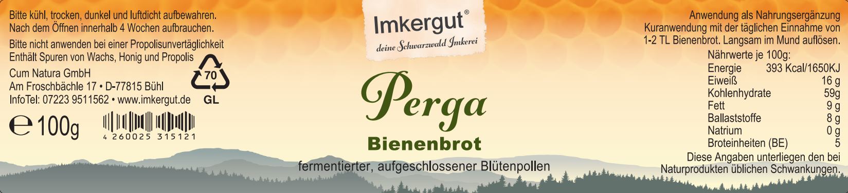 Perga Etikett von vorne 